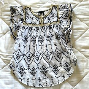 J.Crew | Flutter Sleeved Eyelet Top (Sz XXS)